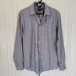 Mens Warehouse Blue Plaid Dress Shirt